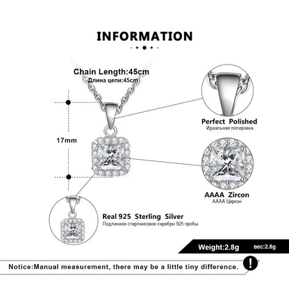 Square Halo Pendant Necklace for Women Sterling Silver Cz Ginger Lyne Collection - Yellow Gold