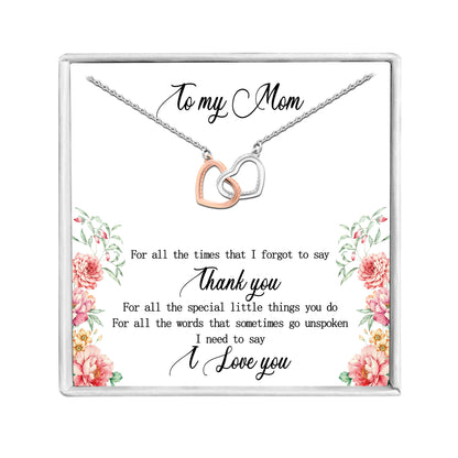 Mom Greeting Card Sterling Silver Linked Hearts Necklace Women Ginger Lyne Collection - 186 - Mom-186