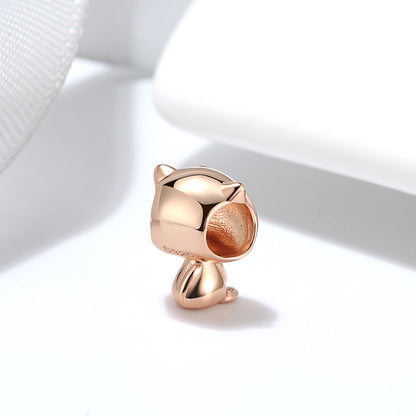 Kitty Cat Charm European Bead Rose Gold Sterling Silver Ginger Lyne Collection