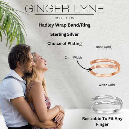 Hadley Adjustable Wrap Ring for Women Resizable Hammered Sterling Silver Wedding Band - Rose
