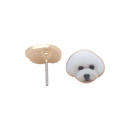 Bichon Frise White Puppy Dog Stud Earrings Enamel Girls Ginger Lyne Collection