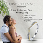 Load image into Gallery viewer, Chiara Anniversary  Band for Women Sterling Silver Gold Wedding Ring V Shape CZ Ginger Lyne - 10
