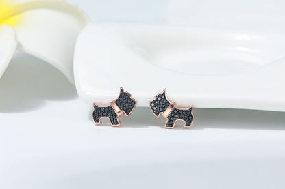 Scottie Dog Bone Earring Necklace Set for Girls and Women Sterling Silver Ginger Lyne Collection