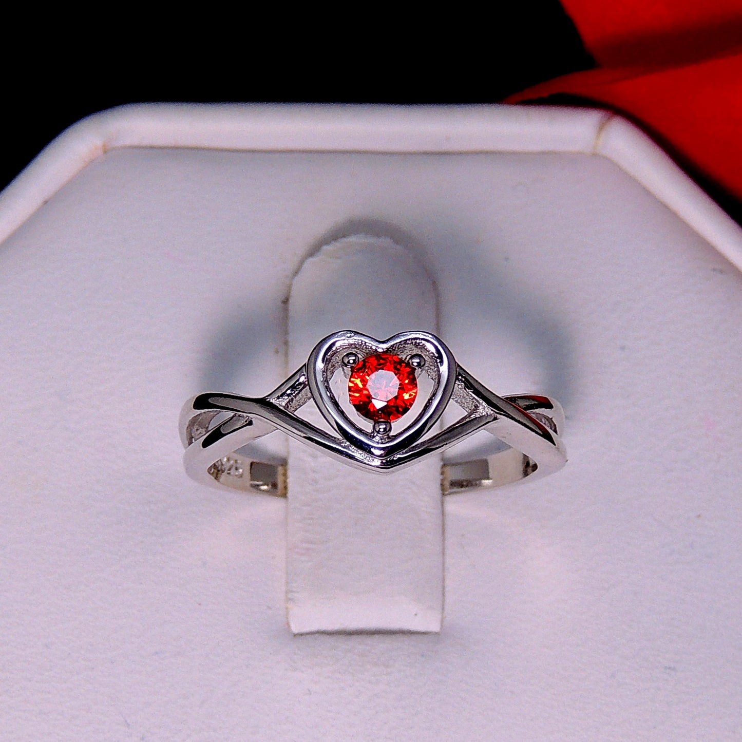 Christine Engagement Ring for Women Promise Heart Birthstone Cz Sterling Silver by Ginger Lyne