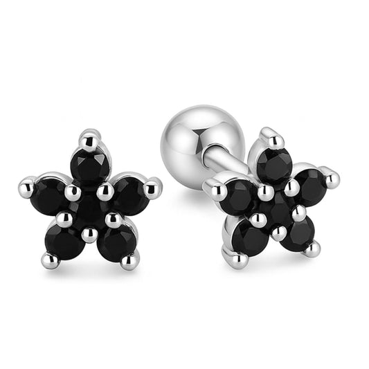 BlackFlowerEarringsforWomenSterlingSilver18G6mmCartilageHelixUpperLobeBodyPiercingGingerLyne_Black-1