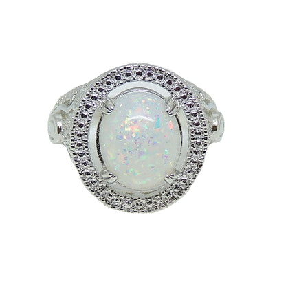 Geneva Statement Ring Oval Fire Opal Ring for Women Ginger Lyne Collection