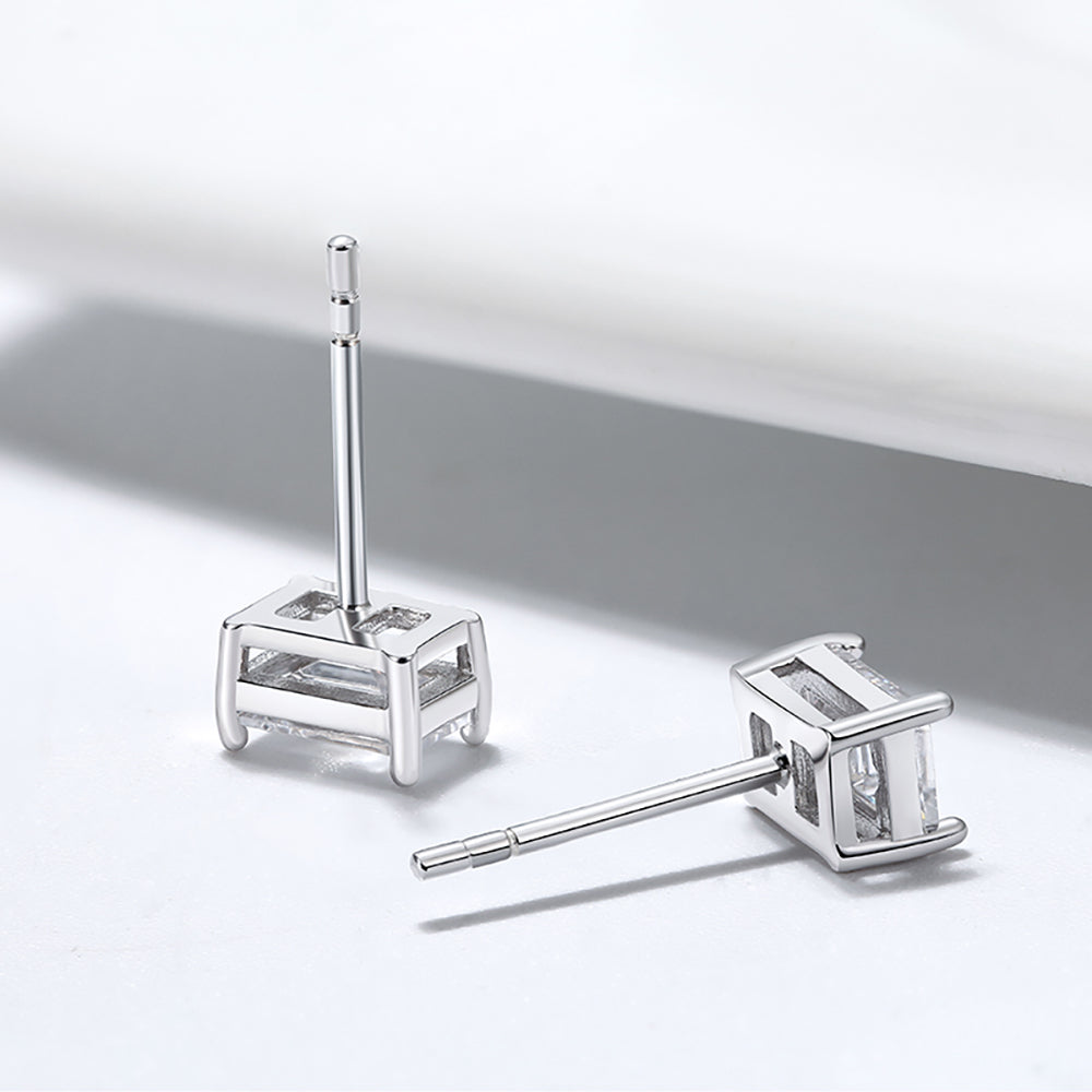 Emerald Cut Stud Earrings for Women Cubic Zirconia Sterling Silver Ginger Lyne Collection