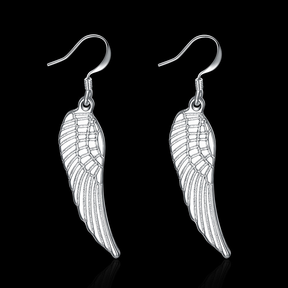 Angel Wing Hook Earrings Womens Silver Plated Ginger Lyne Collection