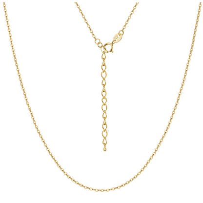 CableChainWomensMens18InchWith2"ExtenderGoldPlatedSterlingSilver1mmWidthGingerLyne_Gold-1