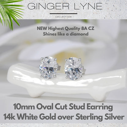 Oval Cut Stud Earrings for Women 5 Ct Simulated Diamond Sterling Silver Ginger Lyne