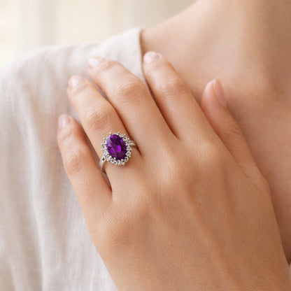KateFebruaryBirthstoneRingforWomenPurpleSimulatedAmethystHaloSterlingSilverSize10byGingerLyne_Purple-4