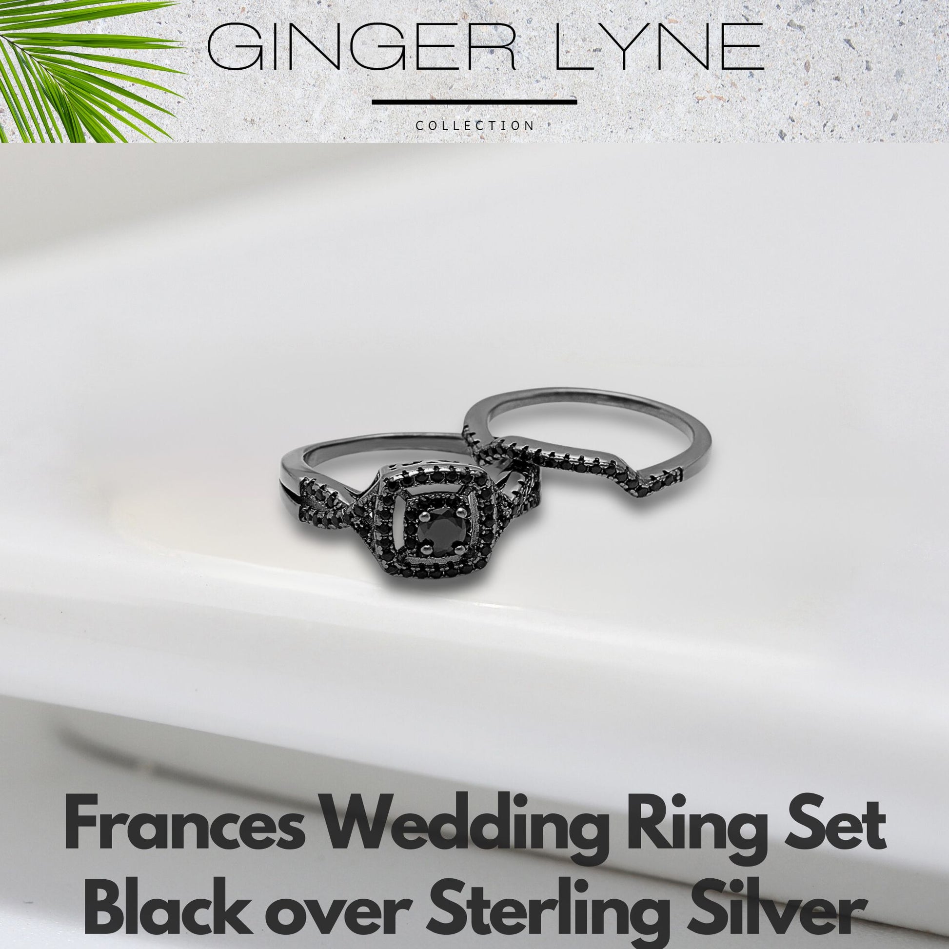 WeddingRingSetforWomenHaloCZWhiteGoldSterlingSilverEngagementRingGingerLyneCollection_Black/Black-2