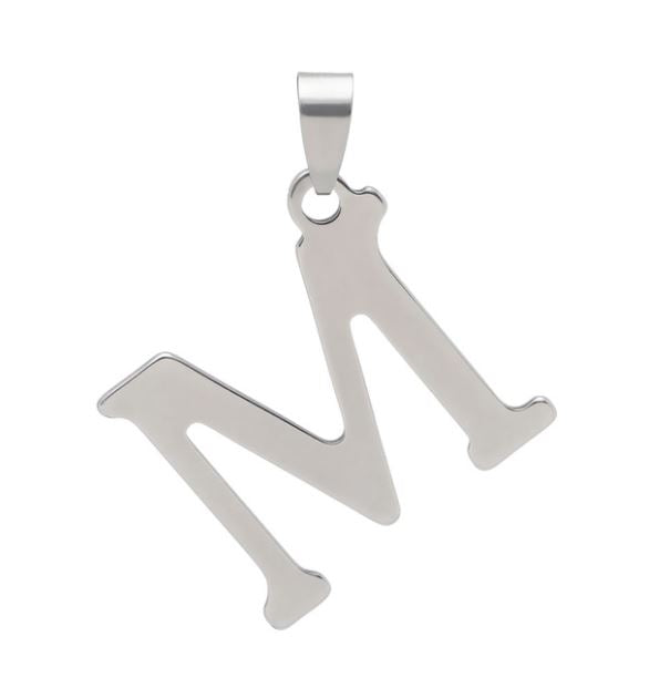 Initial Letter Pendant Necklace Stainless Steel Men Women Ginger Lyne Collection - O