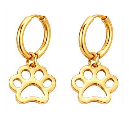DogPawCharmDangleHuggieHoopEarringsforWomenbyGingerLyne16mmStainlessSteel_GoldTone-1