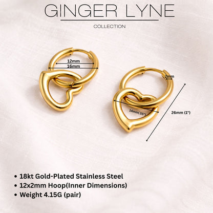 OpenHeartCharmDangleHuggieHoopEarringsStainlessSteelbyGingerLyne_Gold-4