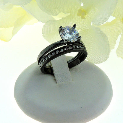 EnvyBridalSetSolitaireSilver1.25CtEngagementWomensGingerLyneCollection_Black/ClearSet-3