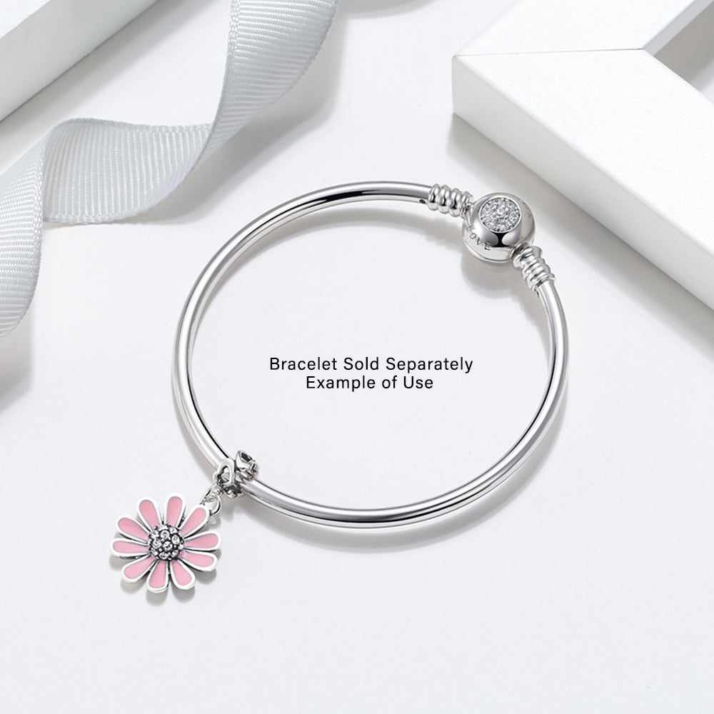 DaisyFlowerCharmEuropeanBeadCZSterlingSilverPinkGingerLyneCollection_Pink-3
