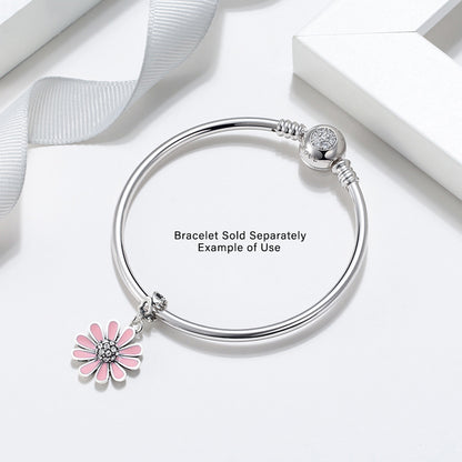 DaisyFlowerCharmEuropeanBeadCZSterlingSilverPinkGingerLyneCollection_Pink-3