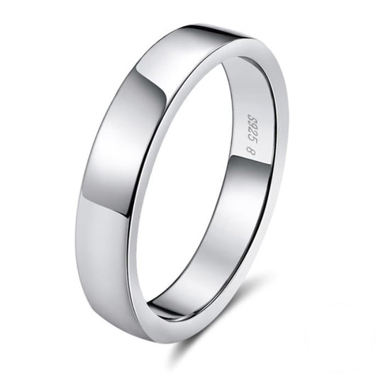 Wedding Band Ring for Men or Women Plain 4mm Sterling Silver Ginger Lyne Collection