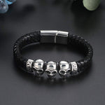 Load image into Gallery viewer, Skulls Bracelet Stainless Steel Biker Punk Goth Leather Mens Ginger Lyne Collection
