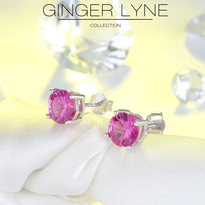 SolitairePinkCZStudEarringsbyGingerLyneSterlingSilver5ACubicZirconia6mm1.68CTW_Pink-3