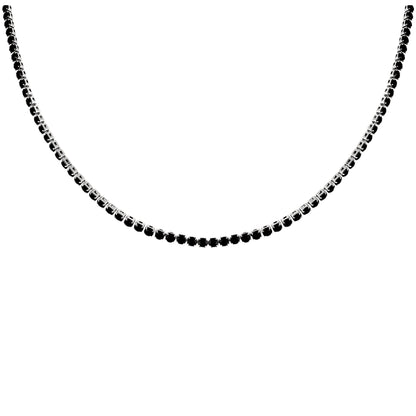 TennisNecklaceforWomen3mmBlackorClearCubicZirconiaChoker16-18"AdjustLengthStainlessSteel_Black-1