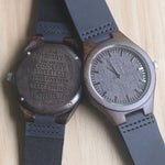 Load image into Gallery viewer, Husband Watch Brown Woodgrain Black Leather Band Mens Ginger Lyne Collection
