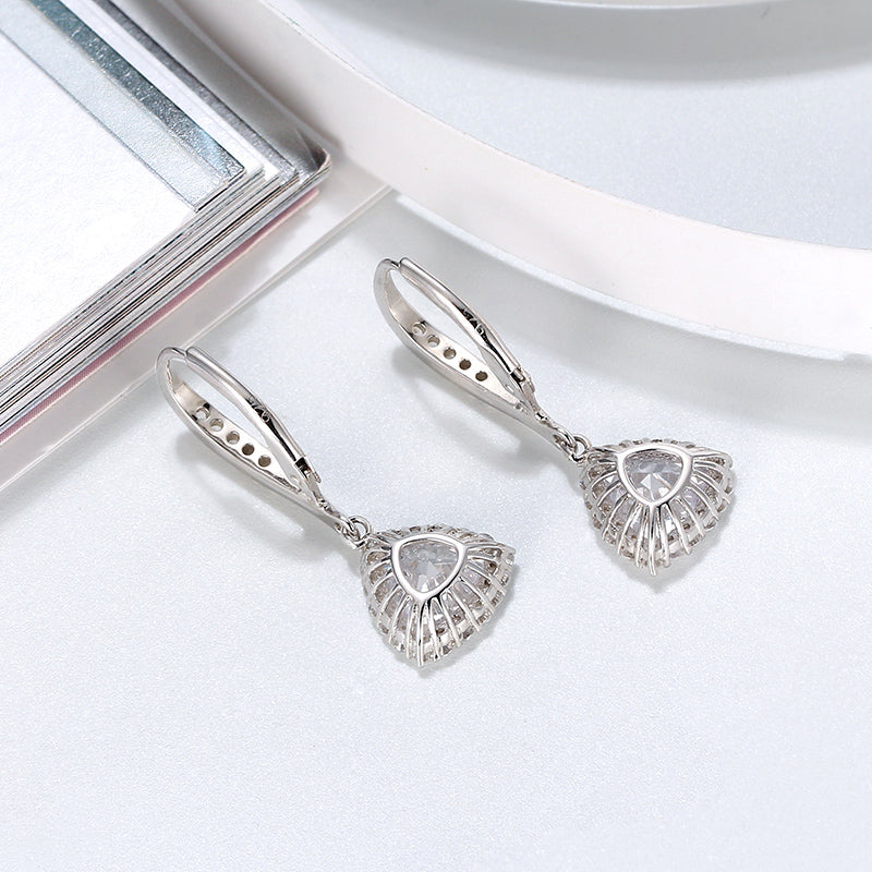 Halo Earrings for Women Trillion Triangle Sterling Silver Cz Ginger Lyne Collection