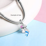Load image into Gallery viewer, Mermaid Charm European Bead Blue Enamel Over Sterling Silver Ginger Lyne Collection
