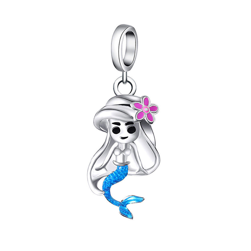 Mermaid Charm European Bead Blue Enamel Over Sterling Silver Ginger Lyne Collection