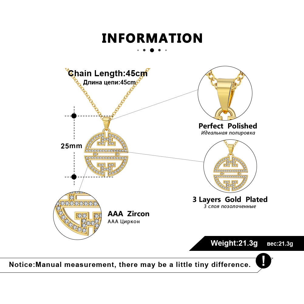 Flower Window Pattern Pendant Necklace for Women Cz Ginger Lyne Collection - Gold