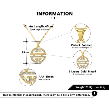 Flower Window Pattern Pendant Necklace for Women Cz Ginger Lyne Collection - Gold