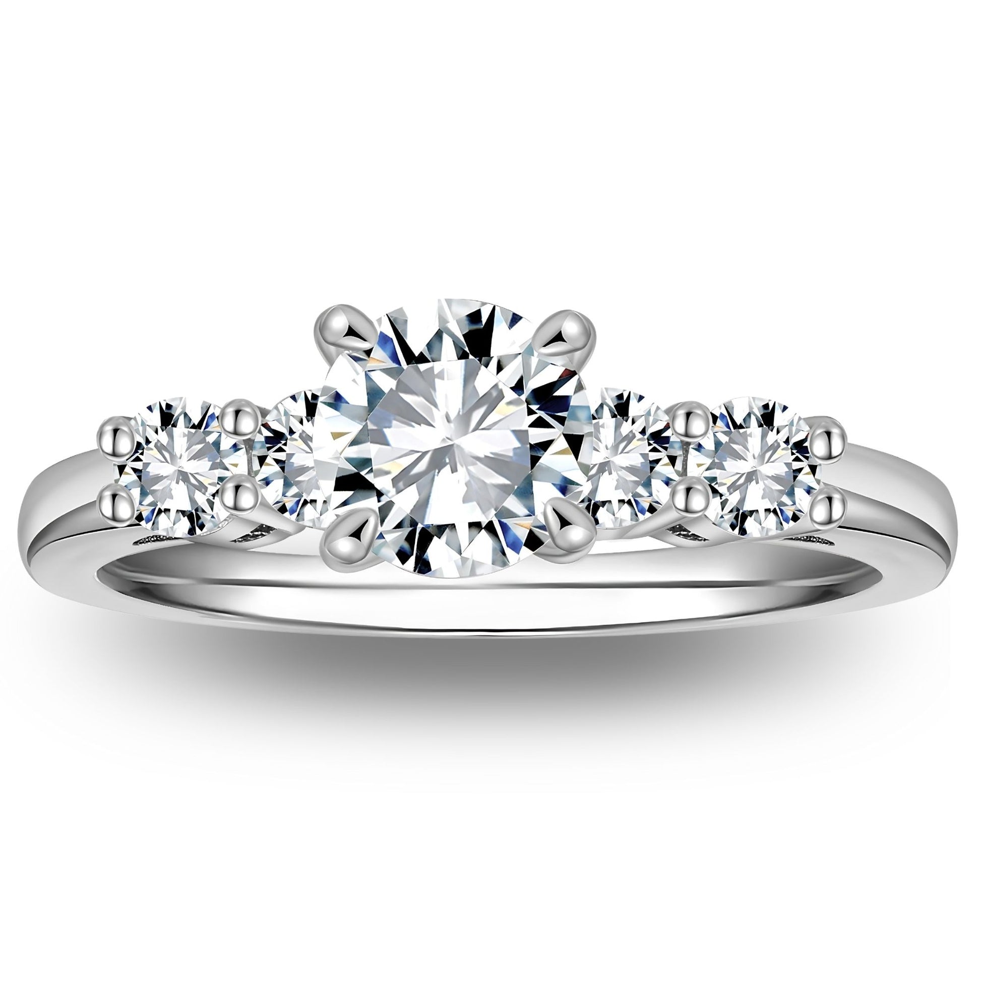 EngagementRingforWomenLeShaCzSterlingSilver5StoneWeddingRingbyGingerLyne_Silver-1