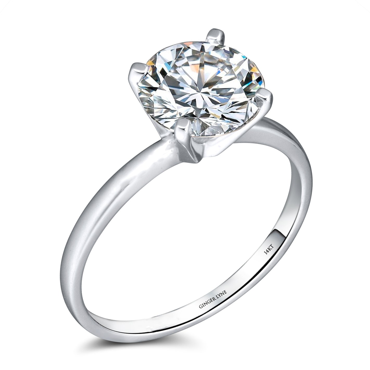 Amore Engagement Ring Women 3Ct Moissanite Sterling Silver Ginger Lyne Collection - 3CT Silver,11