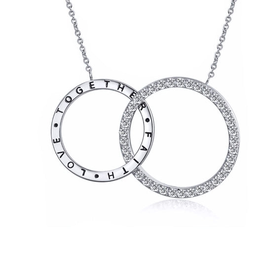 Linked Circle Pendant Necklace for Women Together Love Faith Ginger Lyne Collection