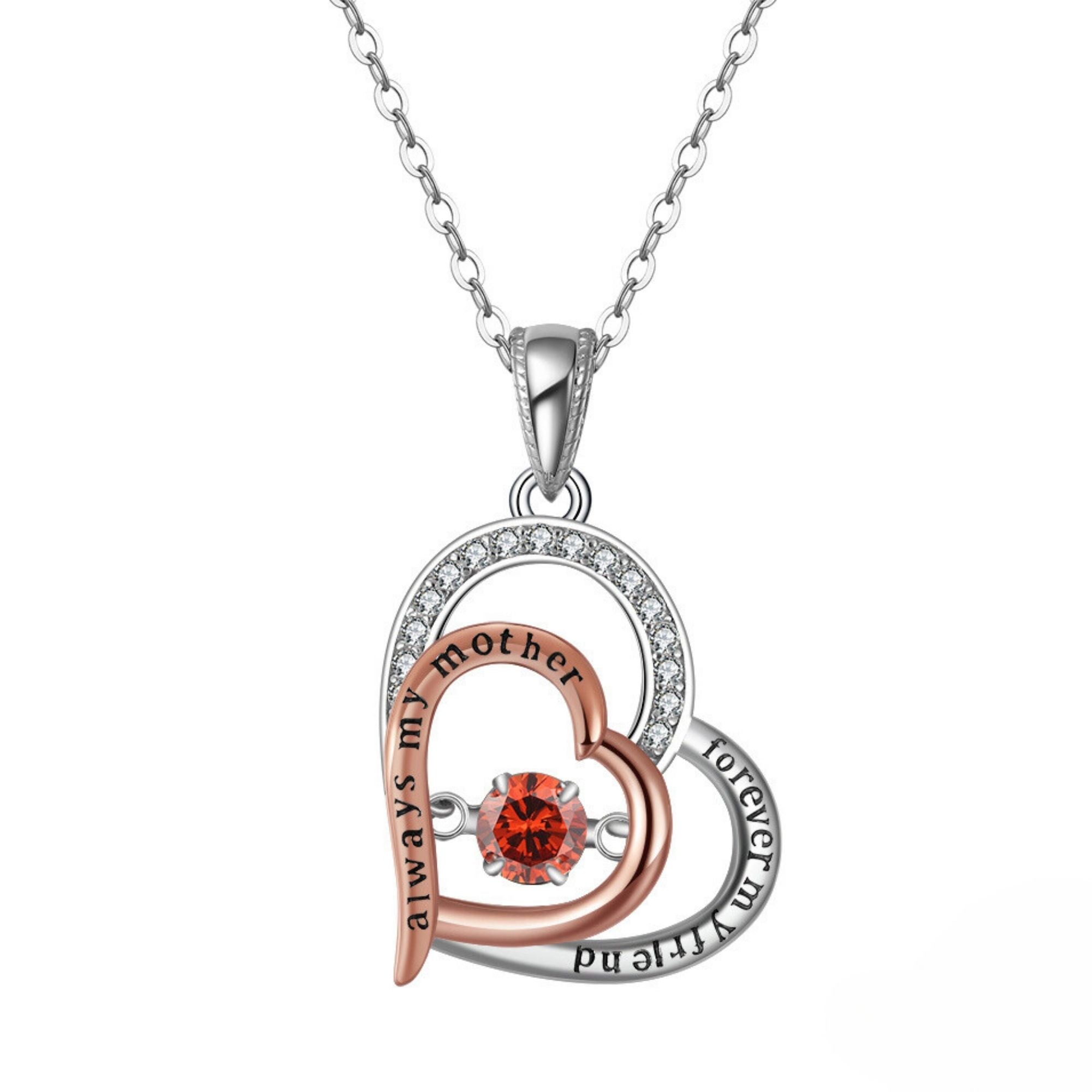 Birthstone Mom Necklace for Mother by Ginger Lyne Sterling Silver Swinging CZ - January