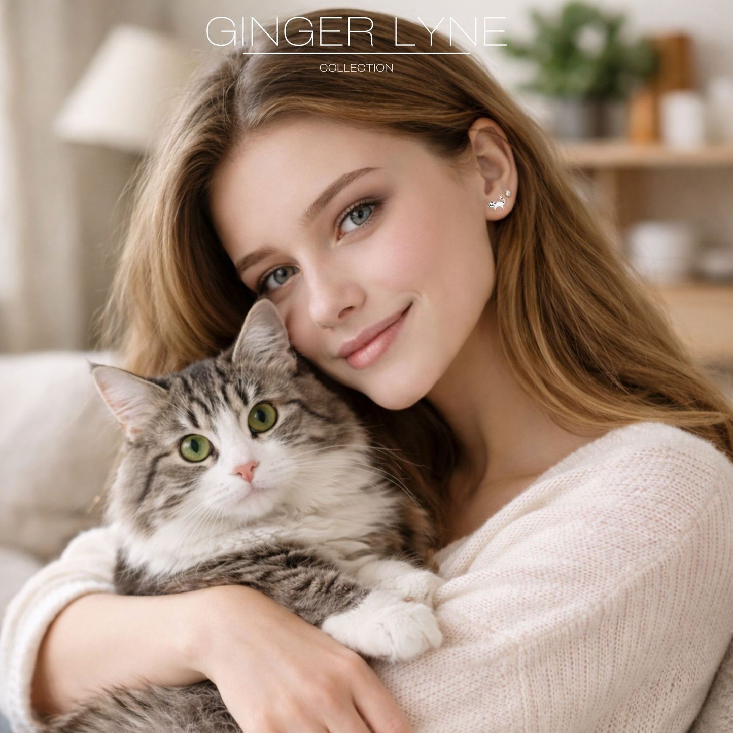 KittyCatTitaniumFlatBackStudEarringsStudBodyPiercingsbyGingerLyne2SetsPost6mm8mm_Silver-6