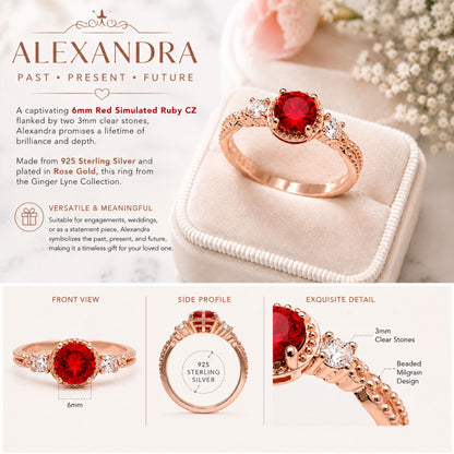 AlexandraBirthstoneRingRoseGoldPlatedSterlingSilverRedCZWomensGingerLyne_Red-5