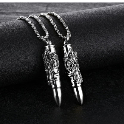 Dragon Bullet Dagger Necklace for Men or Women Stainless Steel Goth Biker Ginger Lyne Collection