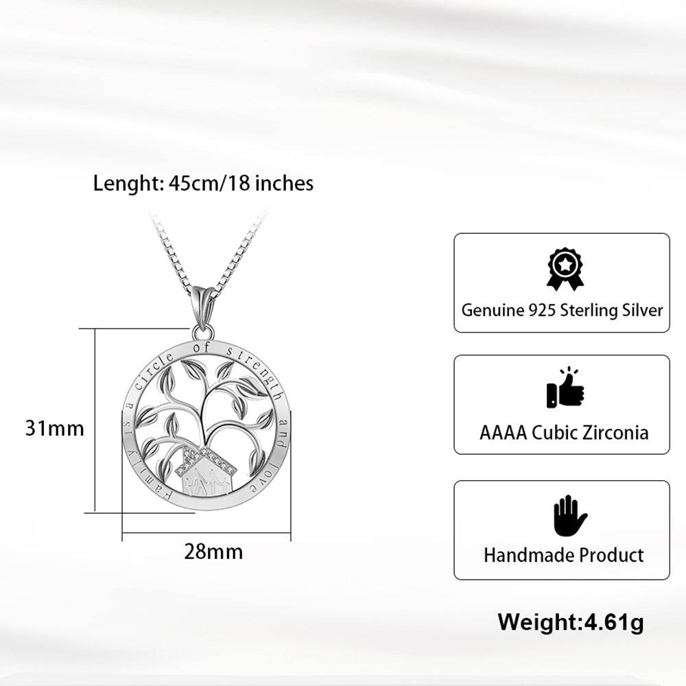 Family Tree Pendant Necklace Sterling Silver Cz Women Ginger Lyne Collection