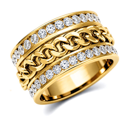 TwoRowCZSpinnerEternityRingforWomen14KtGoldPlatedStainlessSteelWideBandGingerLyneCollection_Gold-1