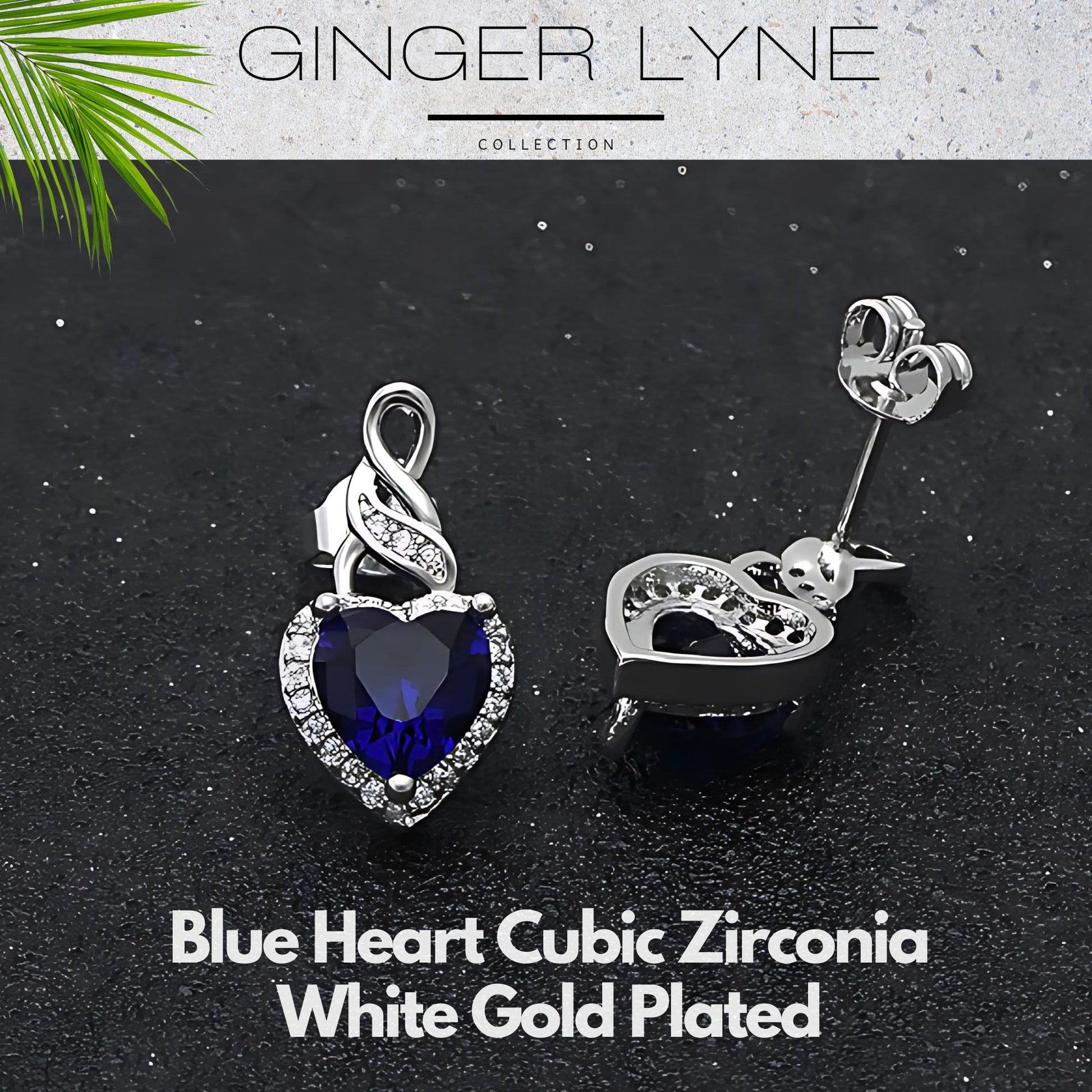 HeartShapeBlueCzDropStudEarringsWomensGingerLyneCollection_Blue-3