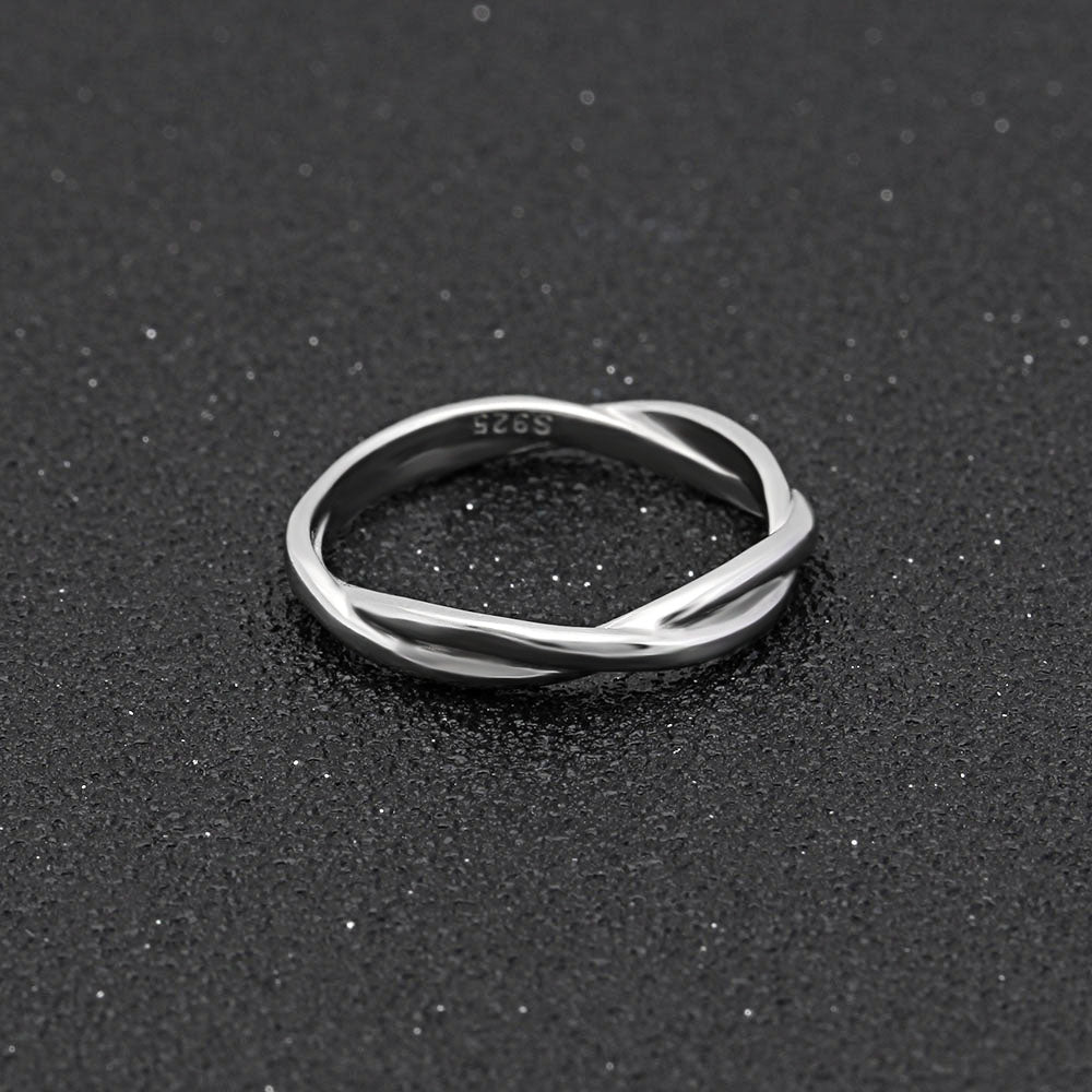 Aurora Wedding Band Ring Women Men Twist Sterling Silver Ginger Lyne Collection