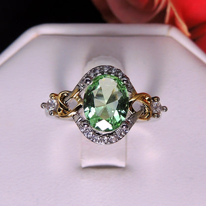 Ivette Birthstone Statement Ring Green Two Tone Plate Women Ginger Lyne Collection