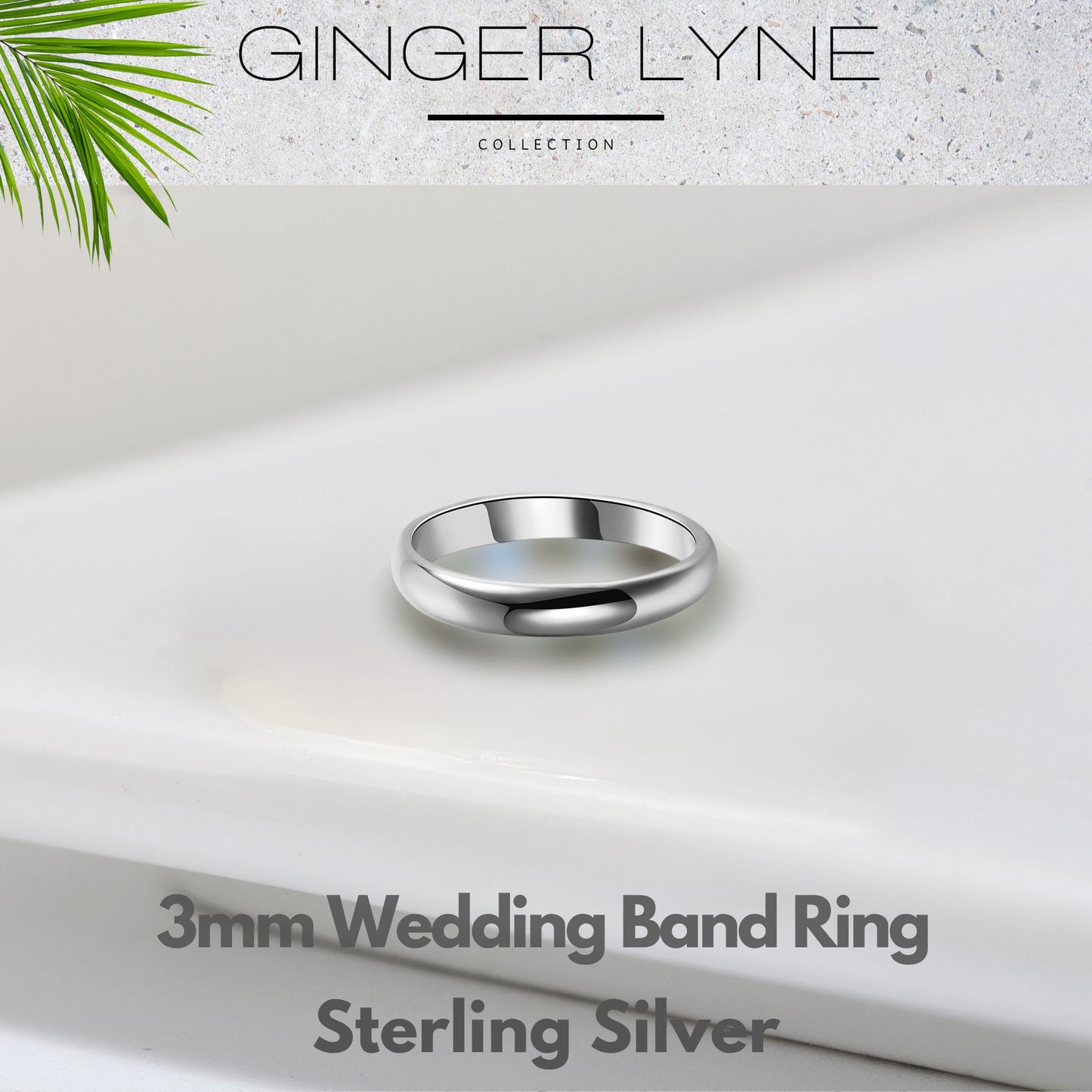 3mm Wedding Band Sterling Silver Women Men Ring Ginger Lyne Collection