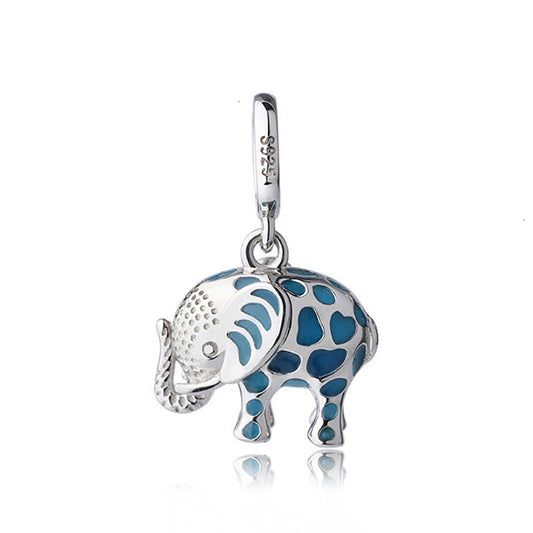 Elephant Charm European Bead Blue Enamel Sterling Silver Ginger Lyne Collection