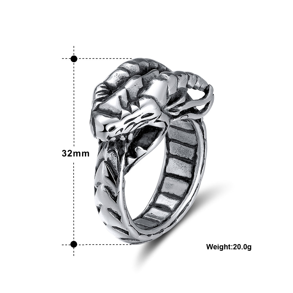 Dragon Ring for Men or Women  Stainless Steel Gothic Biker Punk Ginger Lyne Collection