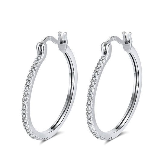 Hoop Earrings for Women Sterling Silver Clear Cubic Zirconia Ginger Lyne Collection