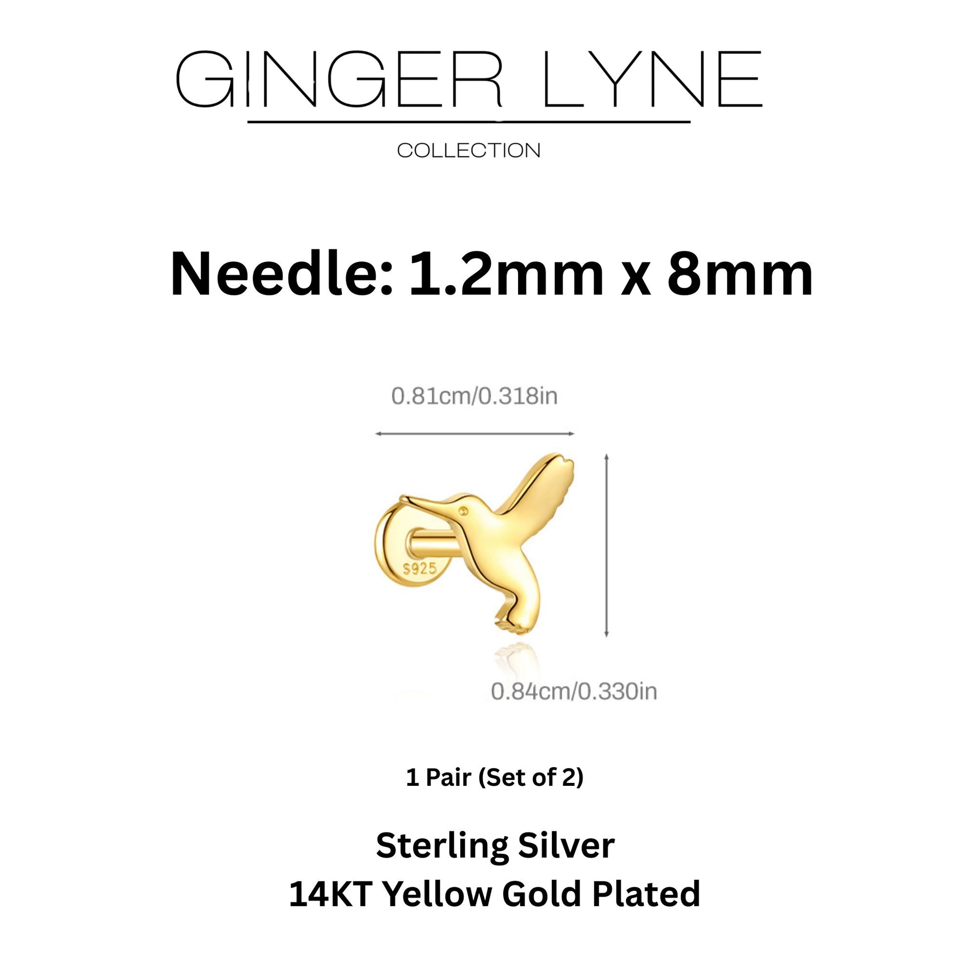 HummingbirdFlatBackEarringsforCartilageHelixTragusLobe14ktGoldPlatedSterlingSilverPairbyGingerLyne_Gold-5