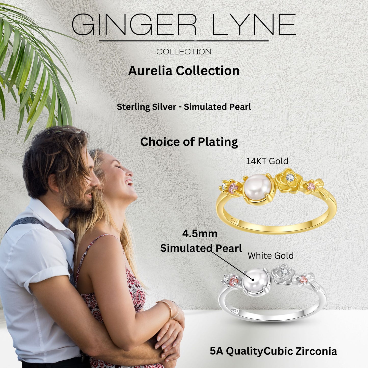 IslaSimulatedPearlRingforWomenSterlingSilver14KGoldPlatedGingerLyneCollection_Silver-5